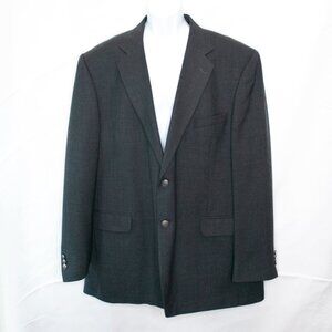 Stafford Poly Wool Blazer Mens 48L Gray Suit Jacket Sport Coat 2 Button X